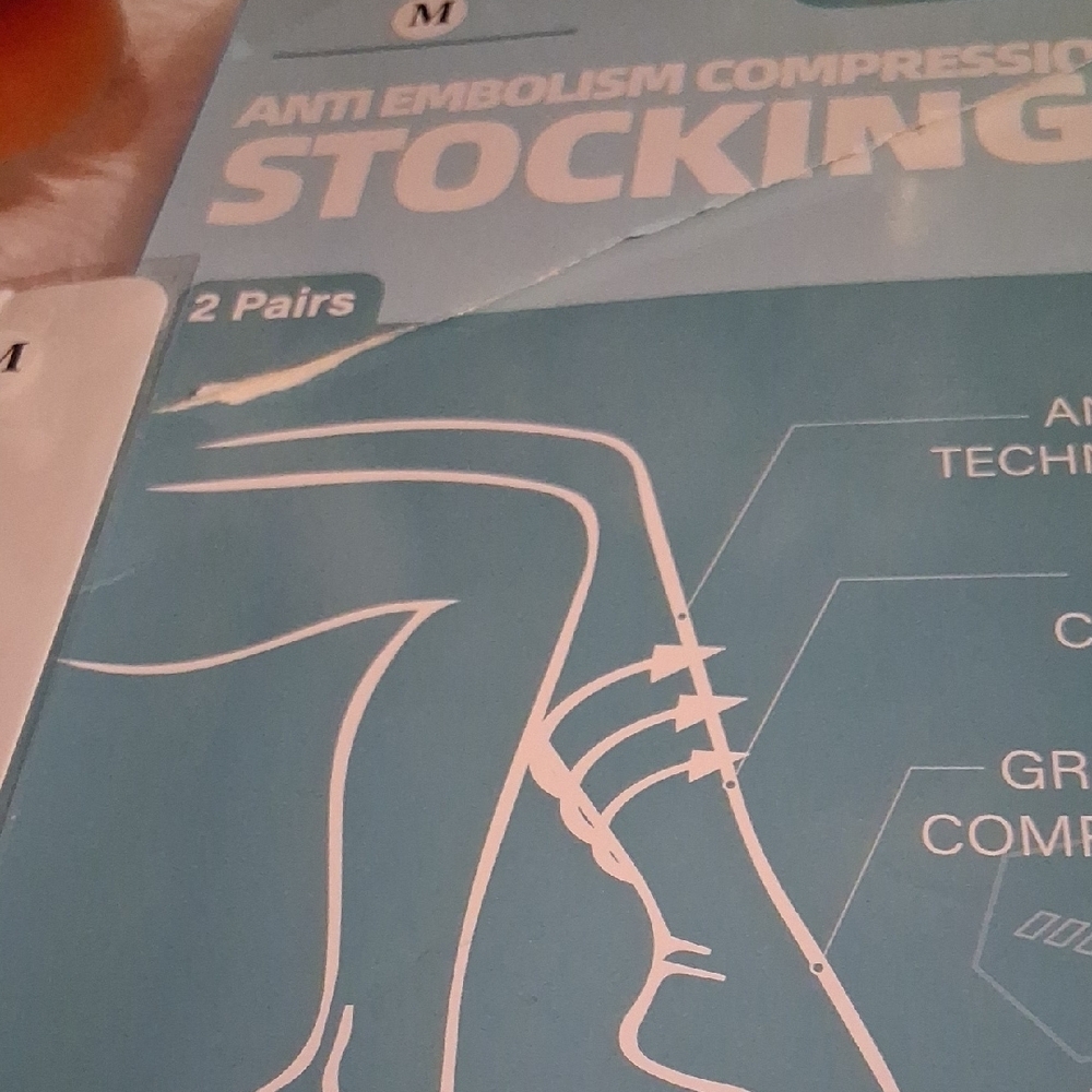 White Anti-Embolism Compression Stockings - Picture 7 of 12